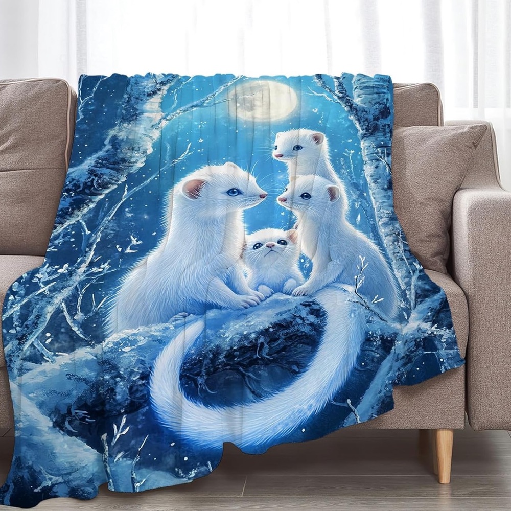 Winter ferret Family Throw Blanket